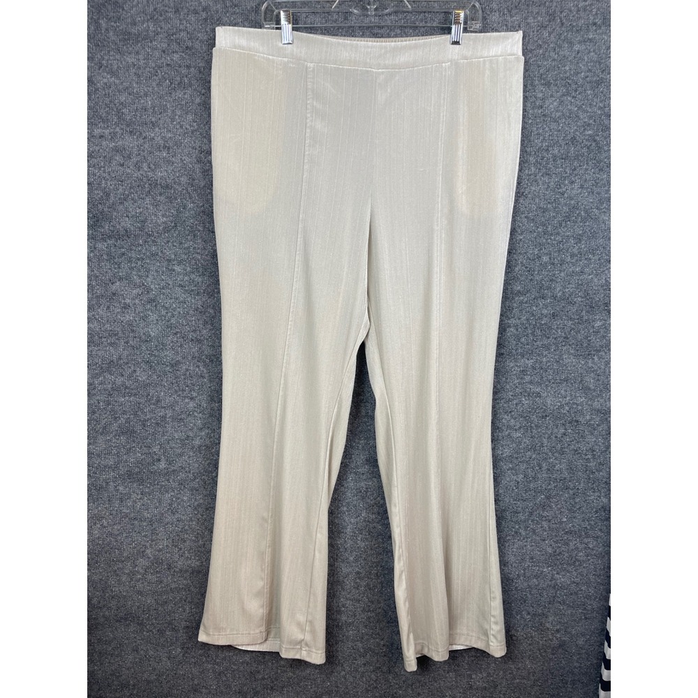 LuLaRoe Luxe Wide Leg Pants Womens XL Champagne Beige Excellent Shimmer Pleated